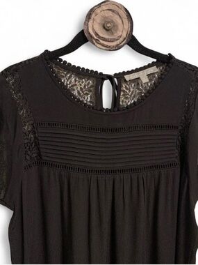 Daniel Rainn Black Lace Pintuck Blouse
